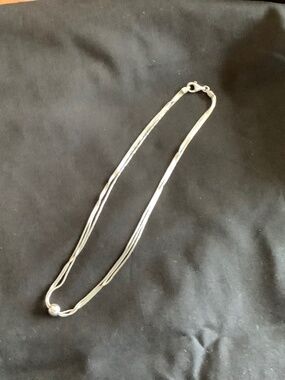 Silpada three strand sterling chain with small ball bead.